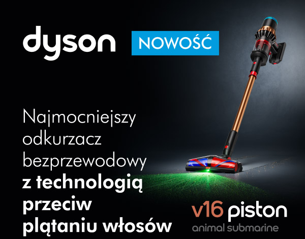 Nowość Dyson V16 Piston Animal Submarine. Najmocniejszy odkurzacz bezprzewodowy z technologią przeciw plątaniu włosów.