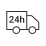 Samochód dostawczy z napisem 24 godziny