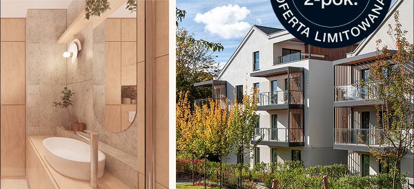 Zdjęcie przykładowego projektu łazienki | Zdjęcie osiedla Odea Park wśród jesiennych drzew
