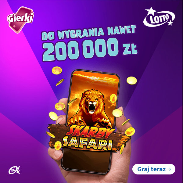 Wygraj nawet 200 000 zł. Gierki. Skarby safari. LOTTO. 18+. Graj teraz.