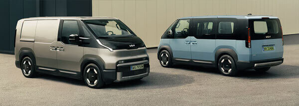 Kia PV5 — osobowa i dostawcza - sylwetki pojazdu