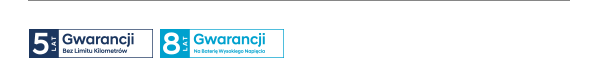 5 lat gwarancji bez limitu kilometrów i 8 lat gwarancji na na akumulator wysokiego napięcia.