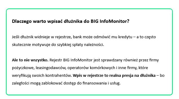Dlaczego warto wpisać dłużnika do BIG InfoMonitor?