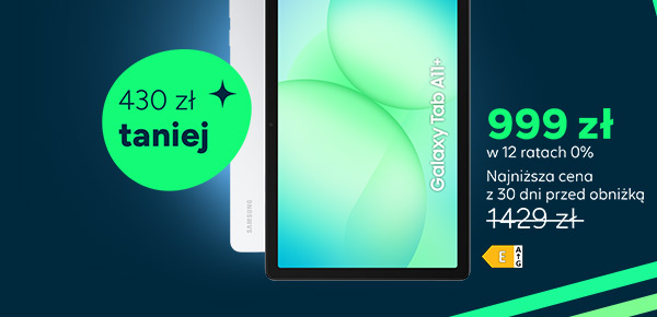 430 zł taniej! 999 zł w 12 ratach 0%! Najniższa cena z 30 dni przed obniżką to 1429 zł