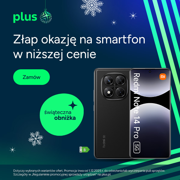 Plus - Najnowsze smartfony w obniżonych cenach. Redmi Note 14 Pro 5G. Kup smartfon w supercenie i odbierz bon do Empiku.