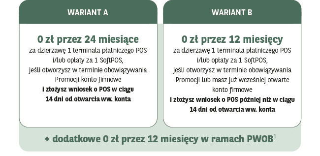 Dwa warianty plus dodatkowe 0 zł przez 12 miesięcy w ramach PWOB1