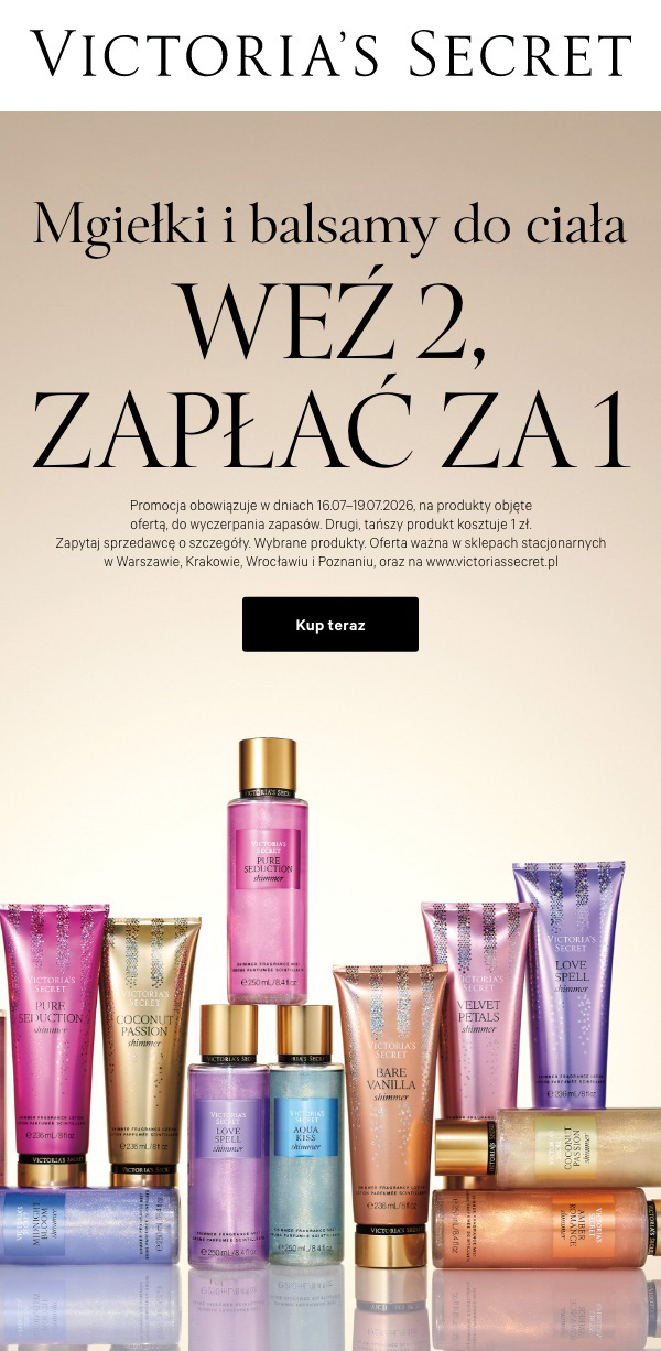 Mgiełki i balsamy do ciała w promocji WEŹ 2, ZAPŁAĆ ZA 1!