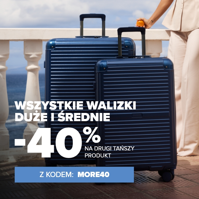 40% rabatu na drugą, tańszą walizkę
